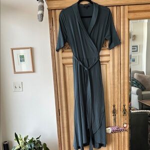 New Quince Teal Wrap Dress Large